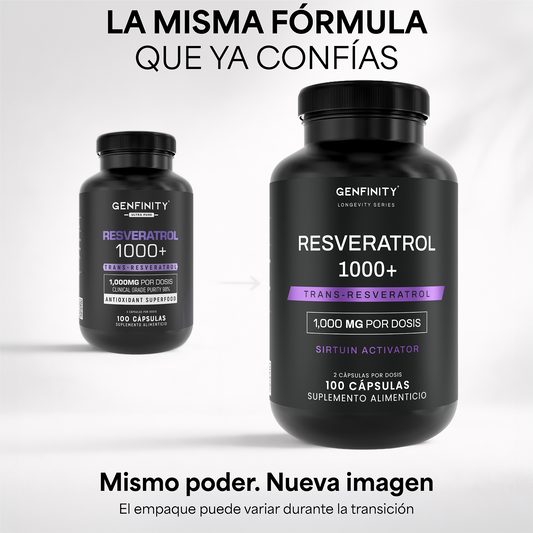 Resveratrol Longevity Series 98% Pureza | 1000 mg Reales por Dosis | 100 Cápsulas | Antioxidante Avanzado | Alta Potencia – Sin Rellenos ni Mezclas