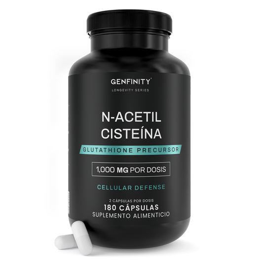 Genfinity N-Acetil Cisteína (NAC) 1,000 mg por Dosis, 180 Cápsulas, Pureza ≥98% Grado Clínico, Suplemento Alimenticio
