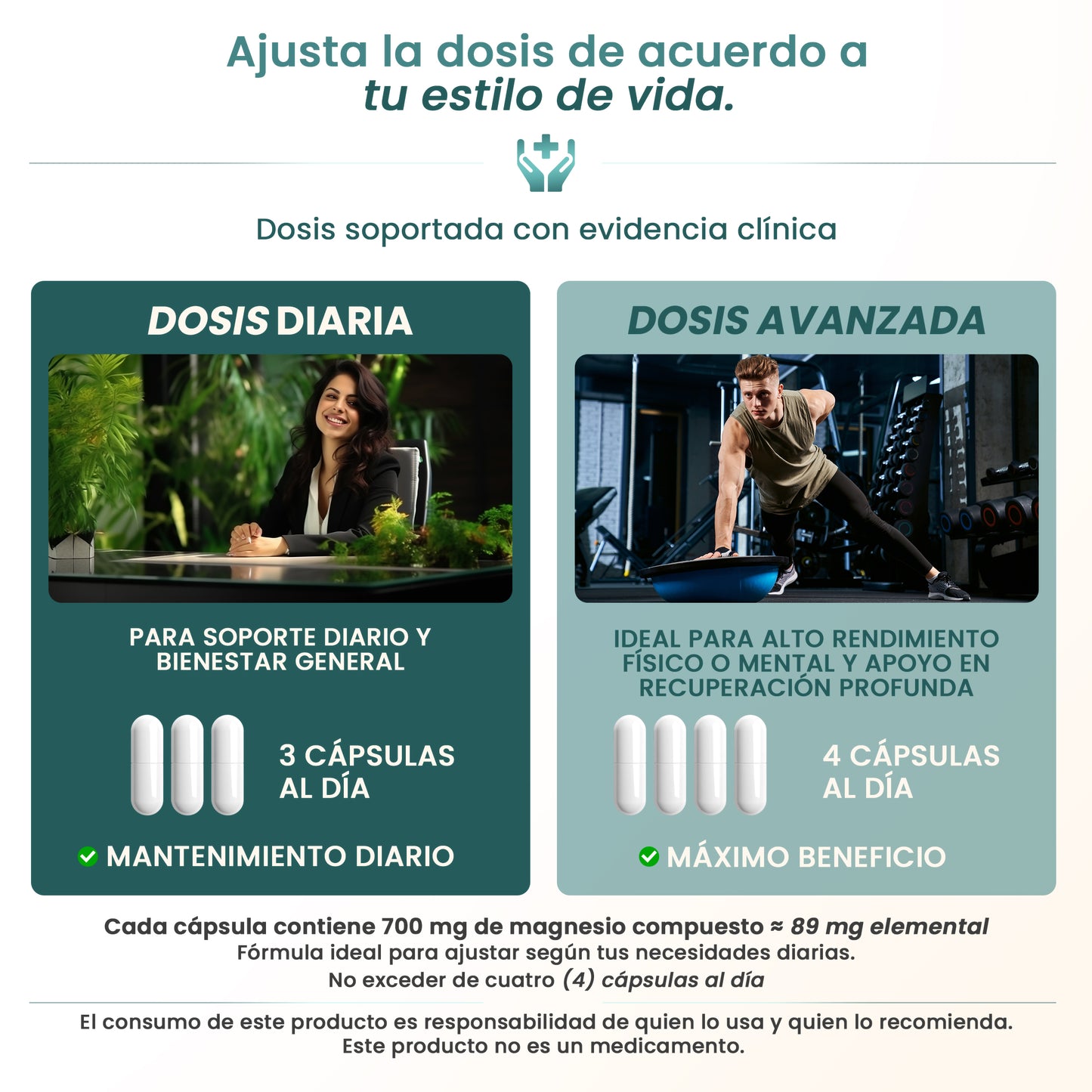 Magnesio Dual Blend 700 mg – 240 Cápsulas | Magnesio Citrato y Glicinato de Alta Absorción | Fórmula de Pureza Clínica