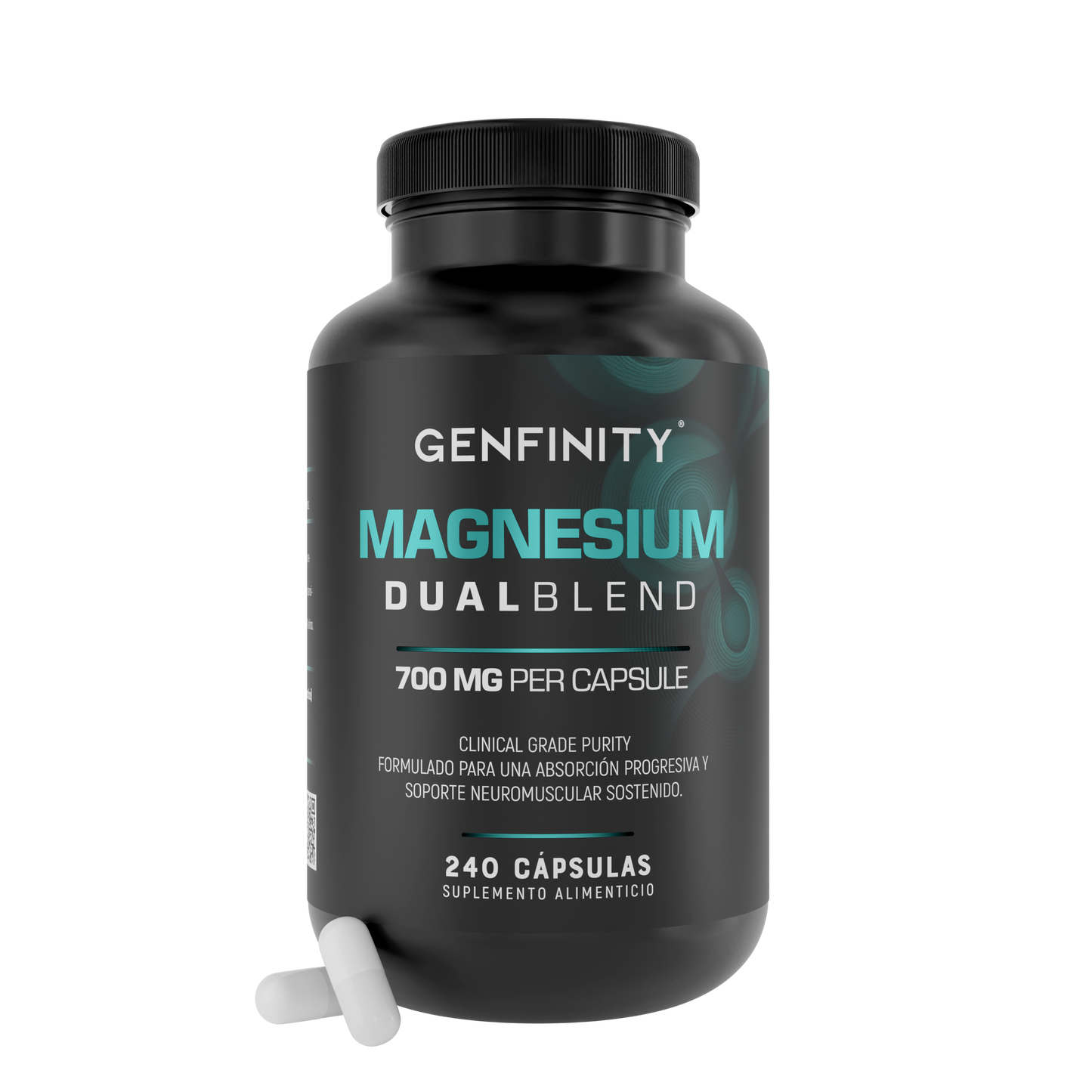 Magnesio Dual Blend 700 mg – 240 Cápsulas | Magnesio Citrato y Glicinato de Alta Absorción | Fórmula de Pureza Clínica