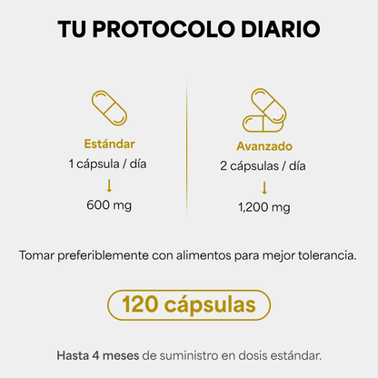 Genfinity Ácido Alfa Lipoico (ALA) 1,200 mg por Dosis, 120 Cápsulas, Pureza ≥98% Grado Clínico, Suplemento Alimenticio