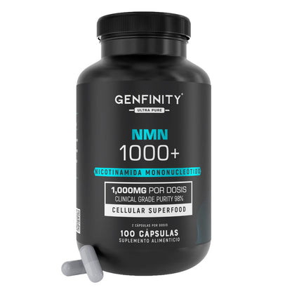 NMN Ultra Pure | 1,000 mg Reales por Dosis | 100 Cápsulas | Energía Celular y Longevidad Avanzada | Alta Absorción | Sin Rellenos ni Mezclas - Calidad Premium